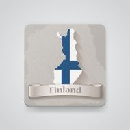 Icon of Finland map with flag Vector illustration
