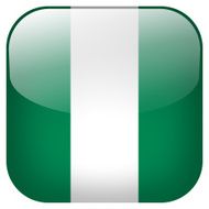 Nigeria national flag square button isolated on white background