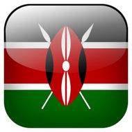 Kenya national flag square button isolated on white background