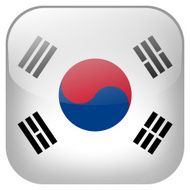 South Korea national flag square button isolated on white background