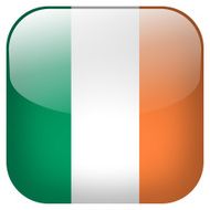 Ireland national flag square button isolated on white background