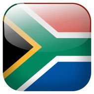 South Africa national flag square button isolated on white background