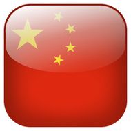 China national flag square button isolated on white background