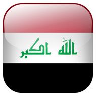 Iraq national flag square button isolated on white background