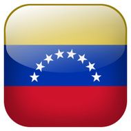Venezuela national flag square button isolated on white background