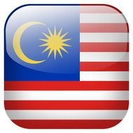 Malaysia national flag square button isolated on white background