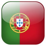 Portugal national flag square button isolated on white background