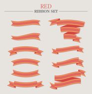 Red ribbon vector set N5