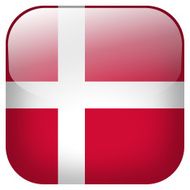Denmark national flag square button isolated on white background