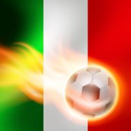 Burning football on Italy flag background