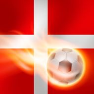 Burning football on Denmark flag background