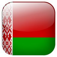 Belarus national flag square button isolated on white background