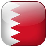 Bahrain national flag square button isolated on white background