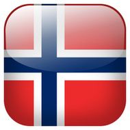 Norway national flag square button isolated on white background