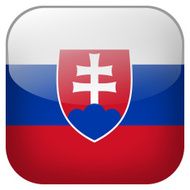 Slovakia national flag square button isolated on white background