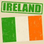 Ireland grunge flag and ireland stamp