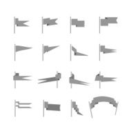 Different medieval flag silhouettes collection
