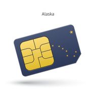 State of Alaska phone sim card with flag