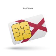 State of Alabama phone sim card with flag
