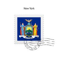 State of New York flag postage stamp