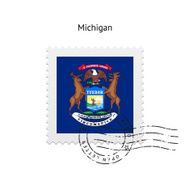 State of Michigan flag postage stamp
