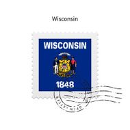 State of Wisconsin flag postage stamp