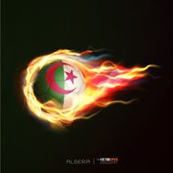 Algeria flag with flying soccer ball on fire vector illustration