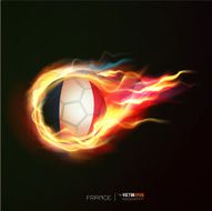 France flag with flying soccer ball on fire vector illustration