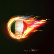 Italy flag with flying soccer ball on fire vector illustration