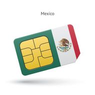 Mexico mobile phone sim card with flag