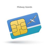 Midway Islands mobile phone sim card with flag