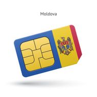 Moldova mobile phone sim card with flag