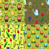 Set of four seamless patterns for Easter