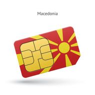 Macedonia mobile phone sim card with flag