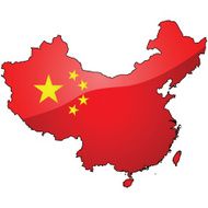 Map and flag of China