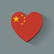 Heart-shaped icon with flag of China