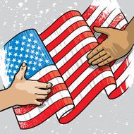 Hands U S Flag