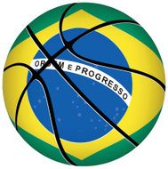 Basketball ball with brazilian flag on white