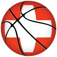 Basketball ball with swiss flag on white