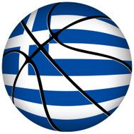 3D basket ball with Greece flag on white
