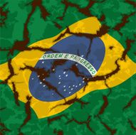 Brazilian grunge cracked flag background