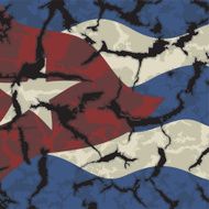 Cuban grunge cracked flag background