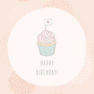 Cute birthday cupcake greeting card