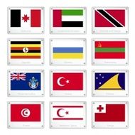 Group of Countries Flags on Metal Texture Plates