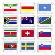 Set of Countries Flags on Metal Texture Plates N2