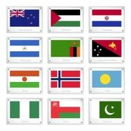 Two World Flags on Metal Texture Plates