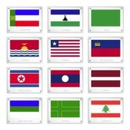 Group of National Flags on Metal Texture Plates N2