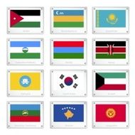 Collection of National Flags on Metal Texture Plates