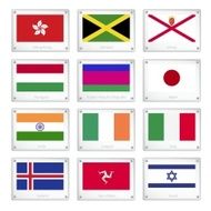Group of National Flags on Metal Texture Plates N3