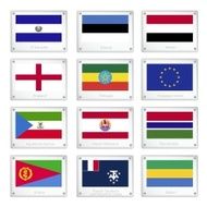Collection of National Flags on Metal Texture Plates N2
